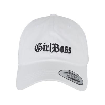 Snapback Cap MISS TEE "Miss Tee Girl Boss Dad Cap", Herren, Gr. onesize, weiß, 100% Baumwolle, bedruckt, Caps