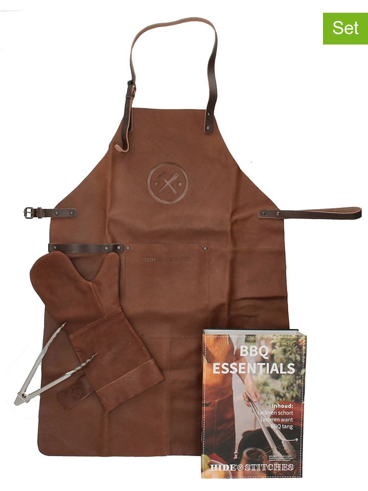 HIDE & STITCHES 4lg. Grillset "Barbecue" in Cognac - onesize