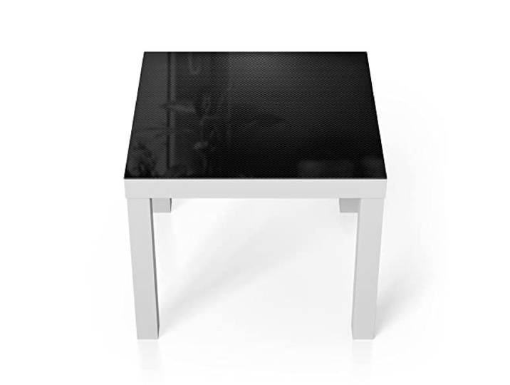DEQORI Glastisch weiß klein 55x55 cm Motiv Kohlenstofffasern ausgefallener Beistelltisch aus Glas Hochglanz Couchtisch fürs Wohnzimmer moderner Couch Tisch mit Design