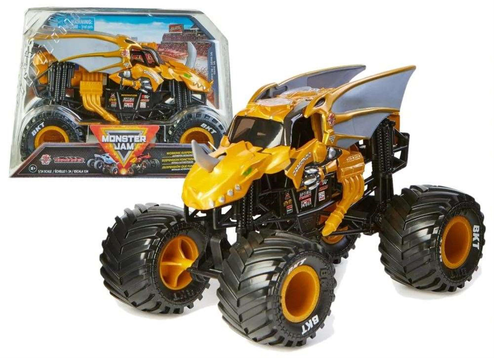 Spin Master Monster Jam Bakugan Dragonoid Monster Truck, 3 stuks, Zwart/Oranje