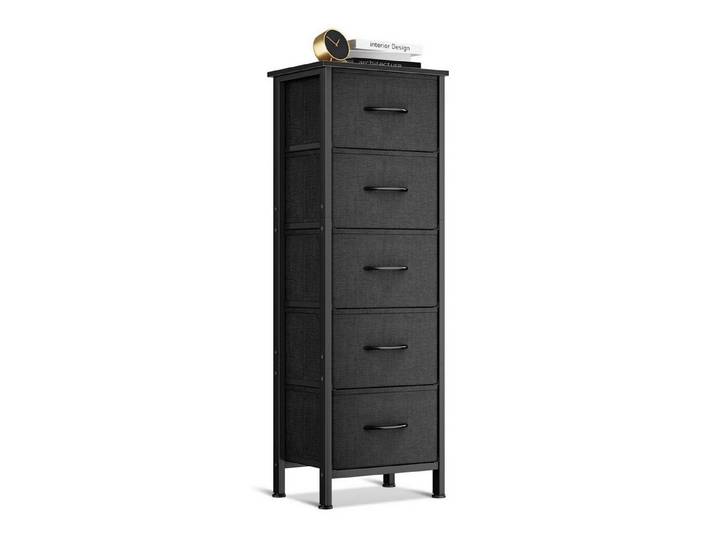 LuxusKollektion Kommode Kommode 5 Schubladen Stoffschublade Stahlrahmen Holzplatte Schwarz (1 St)