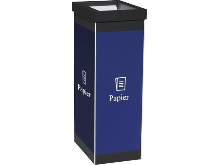 kaiserkraft Wertstoffsammler Kunststoff, Volumen 60 l, Höhe 760 mm, Korpus schwarz, Symbol Papier