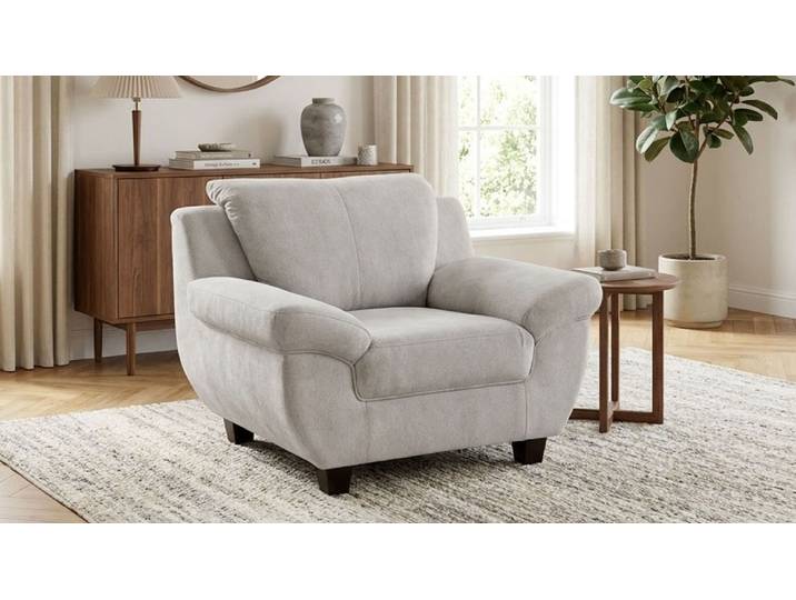 Sessel GOODPRODUCT Sillkeborg Sitzbreite: 49 cm, gemütlich und formschön , silber, B:109cm H:80cm T:91cm, 100% Polyester, Sessel, Sessel, aus pflegeleichtem, weichem Luxus-Microfaser