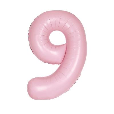 XL Folienballon rosa matt Zahl 9