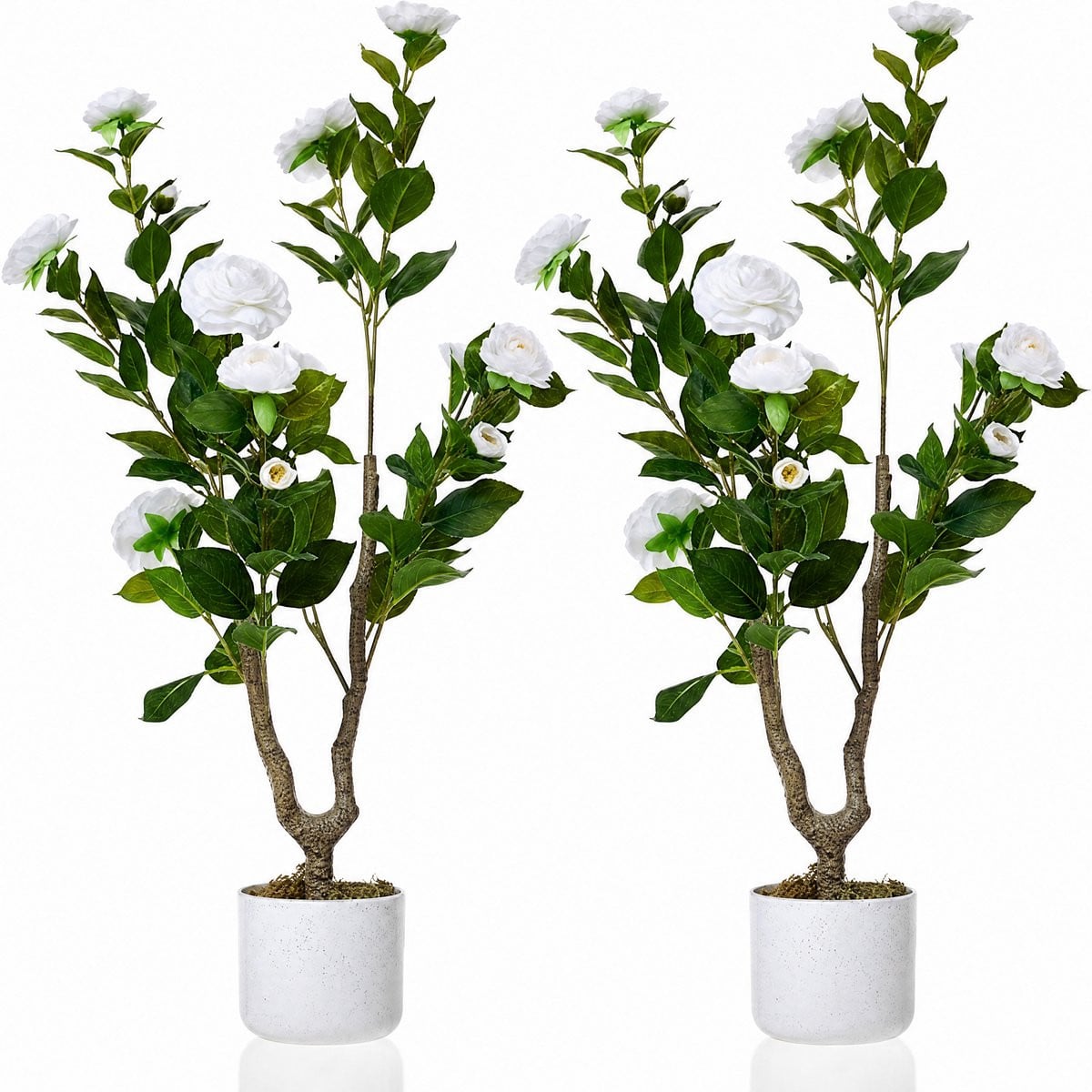 HOERFURIY Kunstmatige Camellia Boom Wit - 2 stuks - Compact formaat met jaarronde bloei