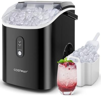Costway Nugget Countertop Ice Maker with Soft Chewable Pellet Ice-Black
