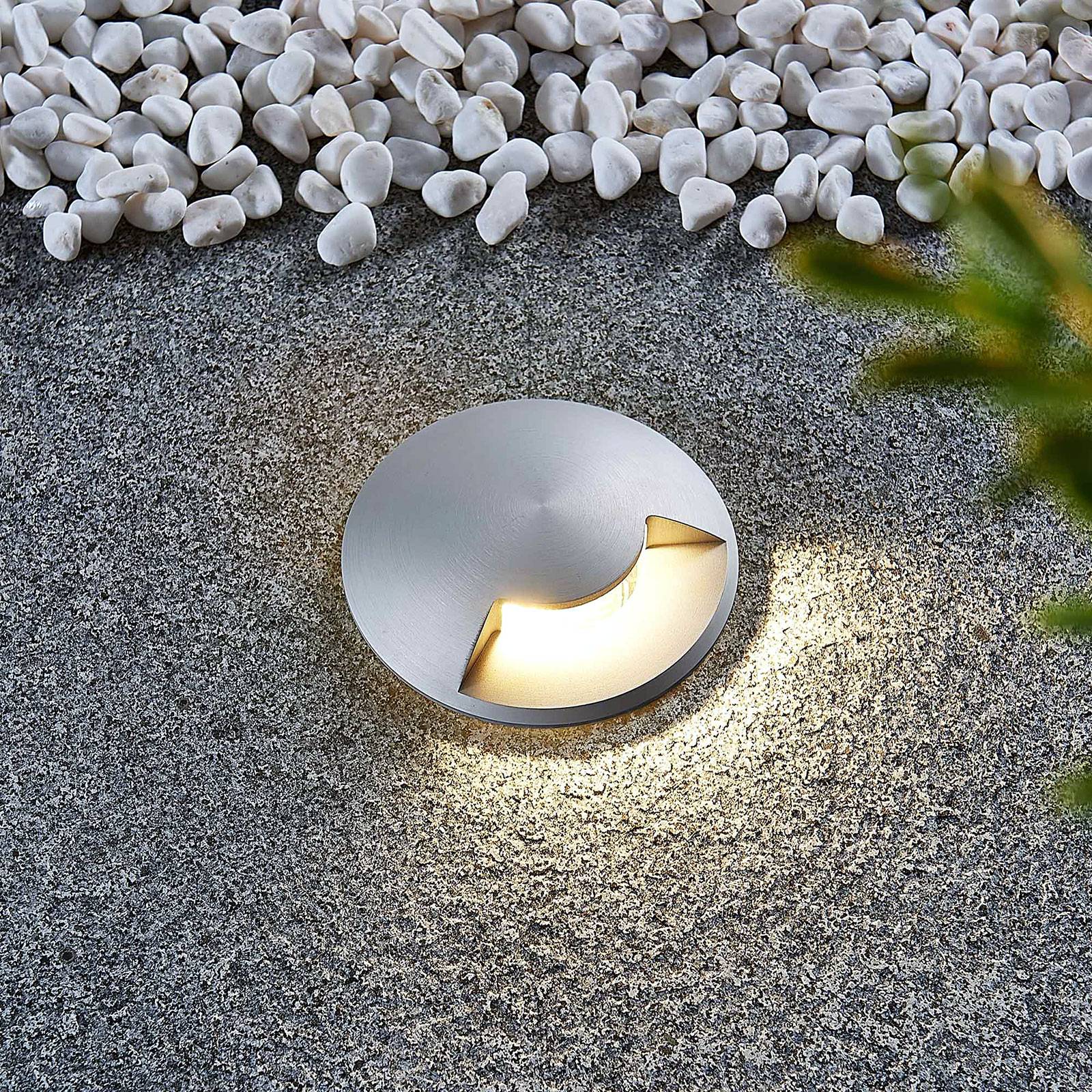 Lucande Milara recessed floor light, 1 light outlet, GU10 Lucande, dimmable, Alu / grey / zinc, Aluminium, Modern, Recessed Floor Light