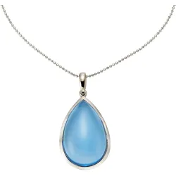 Jamelli Anhänger mit Kette 925 Silber rhodiniert Quarz blau (beh.)