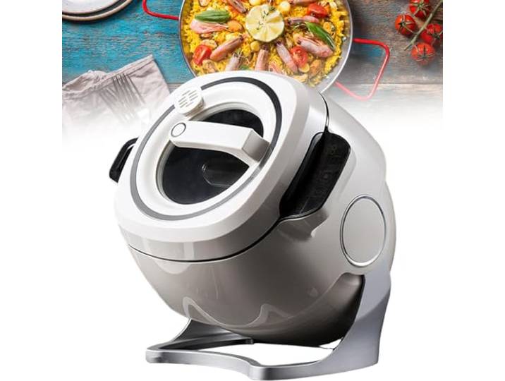 Sunseota Multifunktionaler Koch-Wok, Automatische Kochmaschine, Trommel-Rührbraten-Maschinenherd, Kochroboter Mit 360° Drehbar Und Rundum-Heizung, Zum PfannenrüHren, Schmoren,220V/2KW 220V