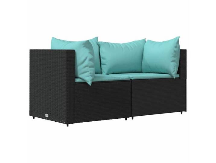 Canapés d'angle de jardin et coussins - - Lot de 2 - Noir - 2 canapés d'angle - résine tressée - 63x63x57 5 cm - Modulable 54