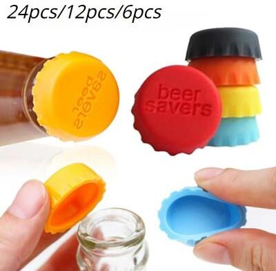 Uplifted Finds Reusable Silicone Bottle Cap Seal For Beer, Soda, And Condiment Bottles 24 Pcs Multicolor