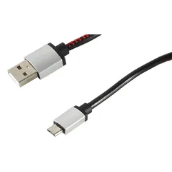 USB Ladekabel USB-A-Stecker > USB Micro B Stecker Leder schwarz 2,0m