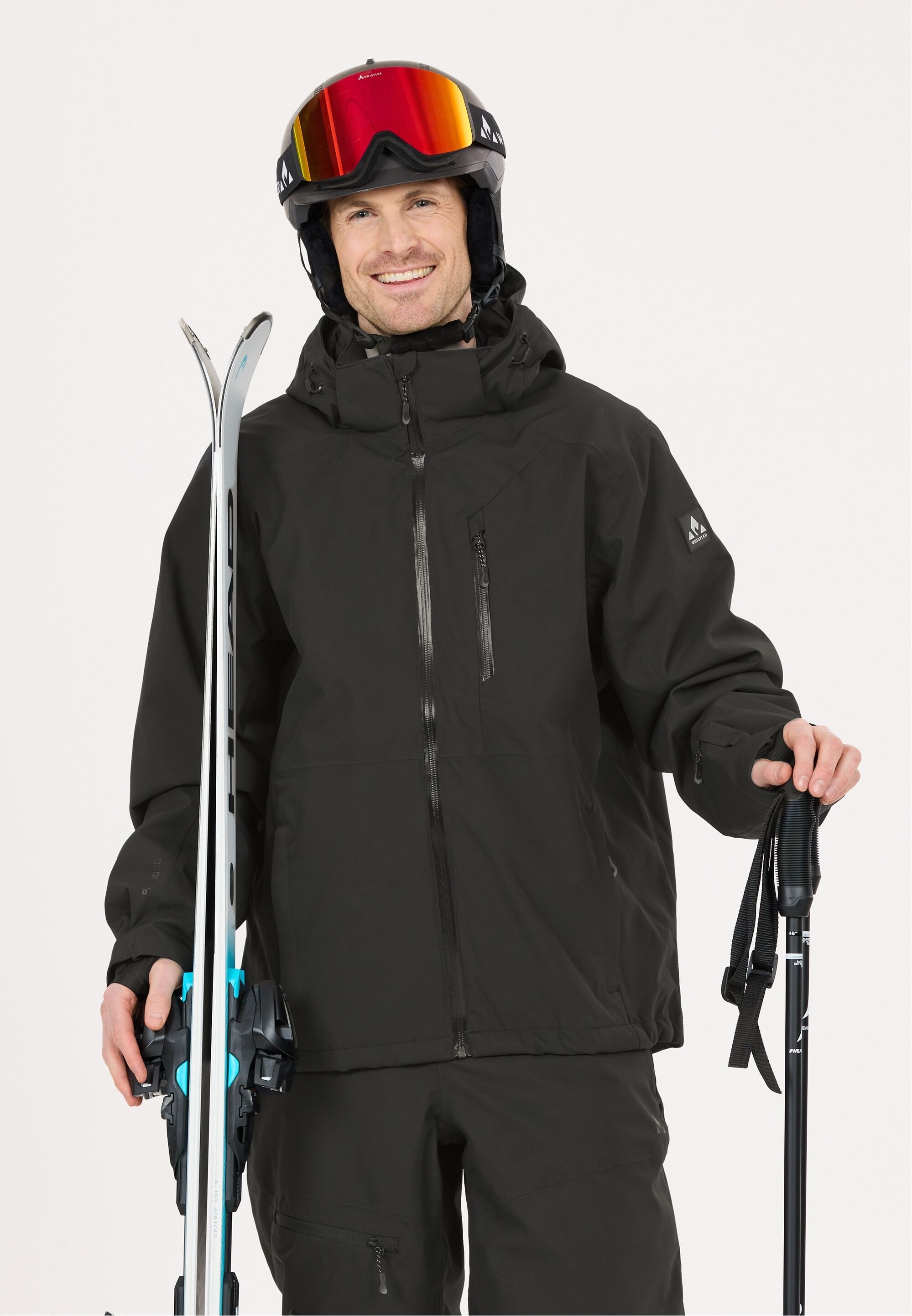 Skijacke WHISTLER "Rossburg", Herren, Gr. XL, schwarz, 100% Polyester, mehrfarbig, normal, ohne Ausschnitt, Jacken Skijacke, mit Bionic Finish DWR-Technologie