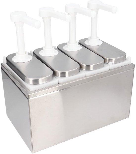 Kräuterdosierpumpe aus Edelstahl - Dreifach-/Vierfach-/Fünffach-System - Für Lebensmittelqualität - Dosiergerät für Gewürze - 1 Liter Fassungsvermögen - Langlebig und korrosionsbeständig - Pumpe für Saucen