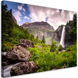 LEINWANDBILD Landschaft Wasserfall Berge Natur 100x70cm
