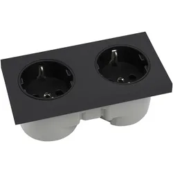 Berker, Steckdose, Integro Pure Doppelsteckdose schwarz matt, Steckdose schwarz