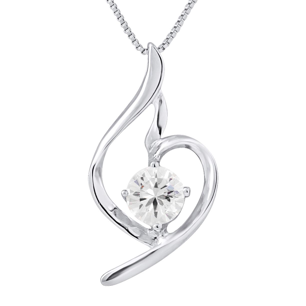 Solitaire vloer hanger zirkonium zilver 925 oxide wordt geleverd met een ketting aangeboden