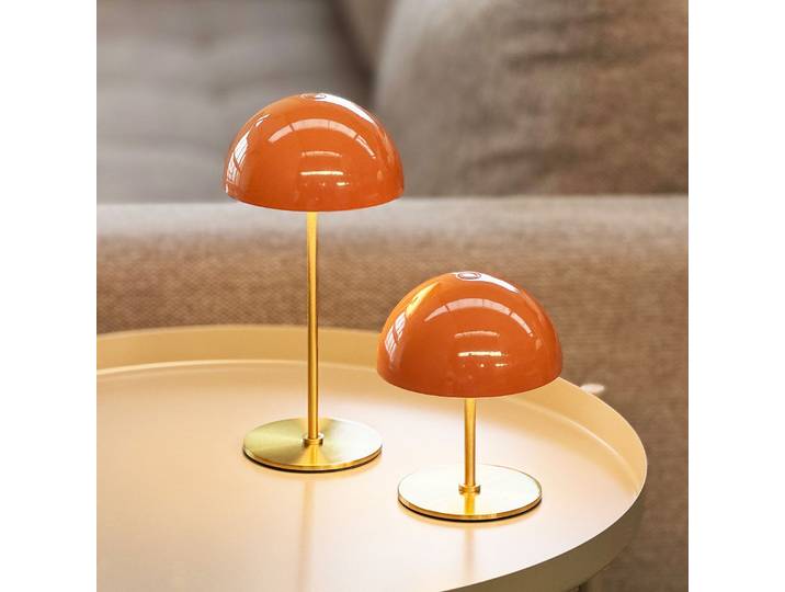 Along LED-Akkutischlampe, orange, 2er-Set - Dyberg Larsen - Wohnzimmer - Skandinavisch - Metall - Mit Schirm