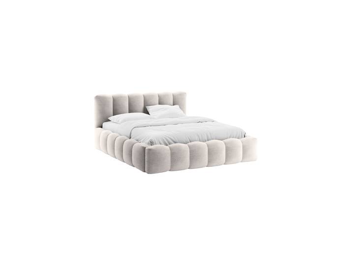 Design Polsterbett „Lupine“ mit Ablagefach - Bouclé Hellgrau Liegefläche 200 x 200 cm Chosen by Bloomingloft