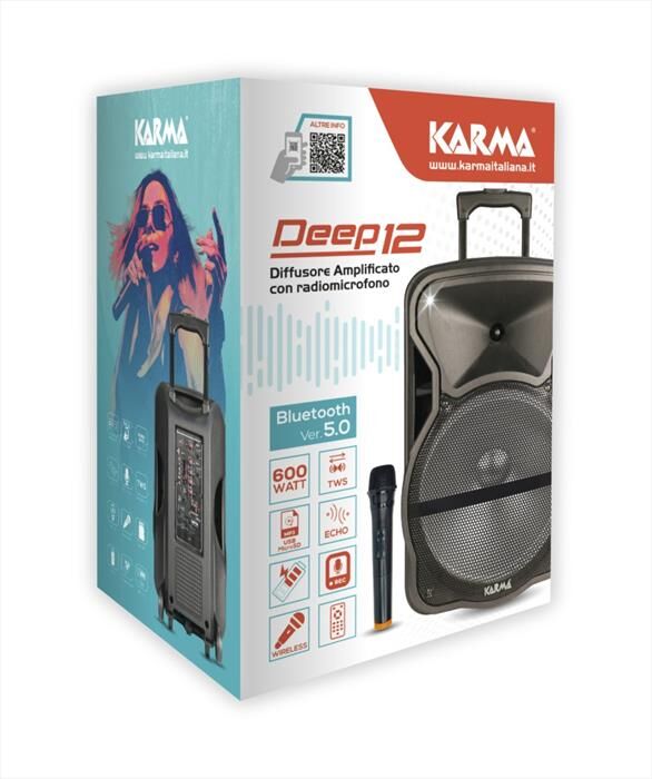 KARMA Diffusore Amplificato Con Radiomicrofono Deep 12-nero