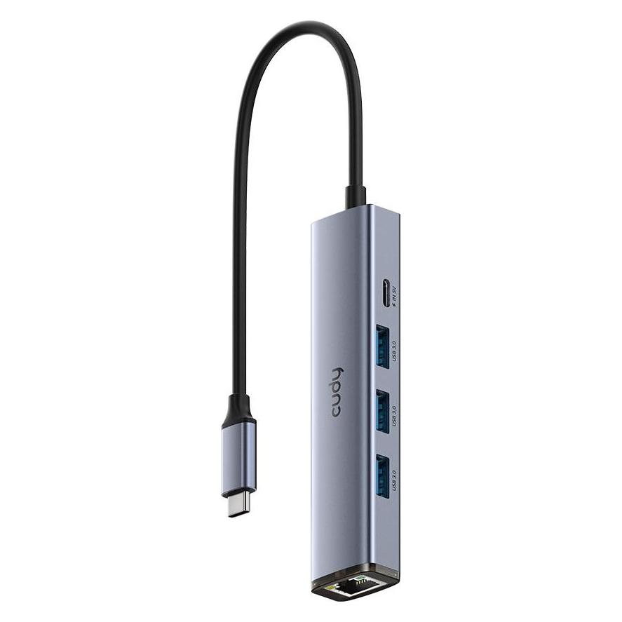 Cudy Routers UH605 USB-C 5-in-1 Hub Gigabit LAN 3x USB-A 3.0 Power Input Aluminum Grey (USB-C, 5 Ports) (UH605)