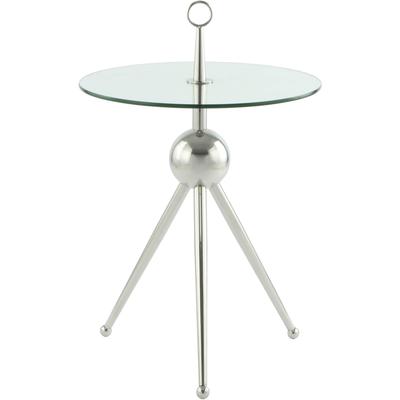 Beistelltisch KAYOOM "Ontario 325, Runde Glasplatte aus Sicherheitsglas, 100% Edelstahl", silber (silber, klar, silber, klar), B:46cm H:70cm T:46cm, 100% Edelstahl, Sicherheitsglas, Tische, Beistelltisch, Minimalistisch, Gestell in Tripod-Design,...