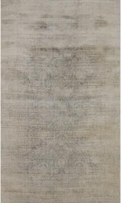 Rug Source Hand-knotted Transitional Silk Carpet Grey Oushak Rug Geometric Area Rug - 7' 10'' X 4' 11''