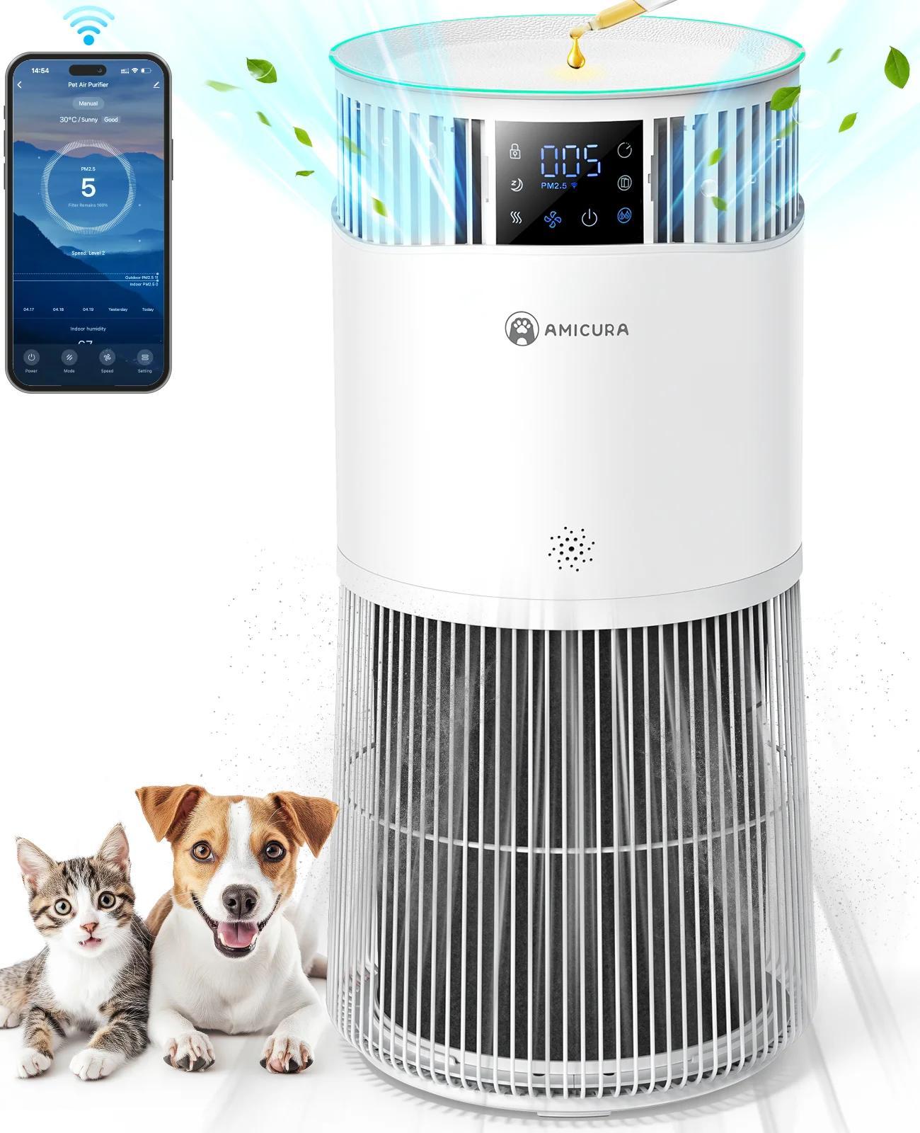 P2 Luftbefeuchter & Luftreiniger - Nebelfrei 2-in-1 - HEPA H13 & Aktivkohlefilter - Leise ≤40 dB - 50 W - Für 41-60 m² Räume