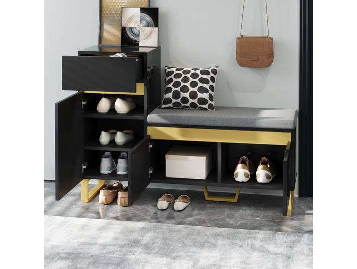 Meuble à chaussures avec banc, étagère à chaussures pour entrée, organisateur de rangement pour couloir, banc à chaussures multifonctionnel avec siège pour la maison