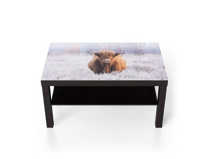 DEQORI Couchtisch 'Frostiger Hochlandblick', Glas Beistelltisch Glastisch modern