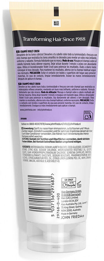 John Frieda Shampoing neutralisant Violet Crush 250 ml