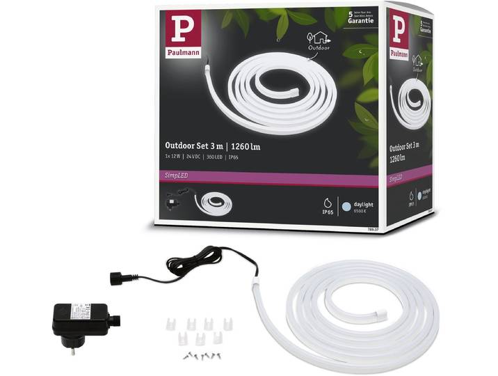 Paulmann SimPLED Outdoor LED Strip 3 Meter Daglicht - Plug & Play Set - 12W - 24V - Wit - Kunststof