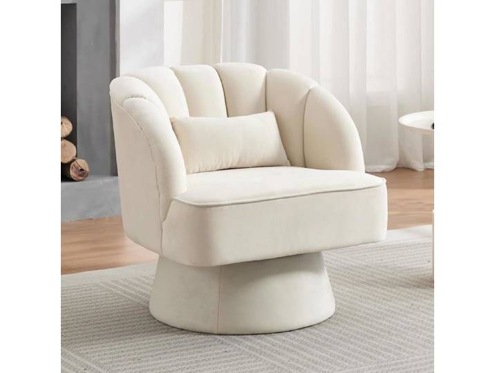 Fauteuil accent pivotant 360° beige salon