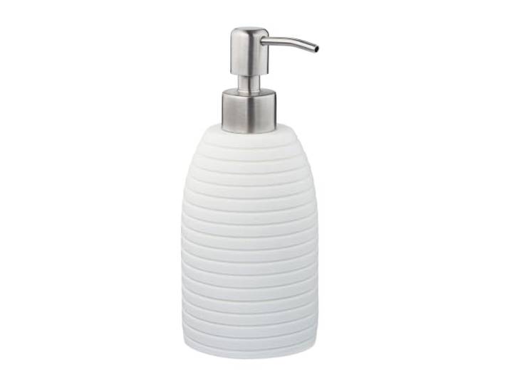 Relaxdays Porte-Savon Liquide\, 300 ML\, Rechargeable\, Salle de Bain\, Cuisine\, Distributeur shampoing\, Pompe INOX\, Blanc