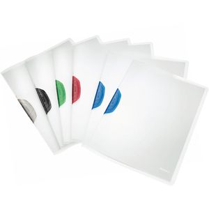 Leitz Klemmhefter 4175-00-99 ColorClip, A4, für 30 Blatt, transparent, Clip farbig, 6 Stück