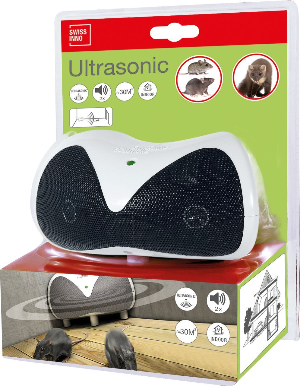 Swissinno Swissino Nagetier Vertreiber Ultraschall gegen Mäuse, Ratten