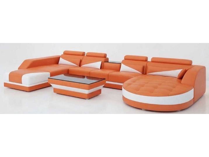 JVmoebel Wohnlandschaft Modernes U-Form Ecksofa in Orange mit Couchtisch und Design Garnitur, 2 Teile, Special features