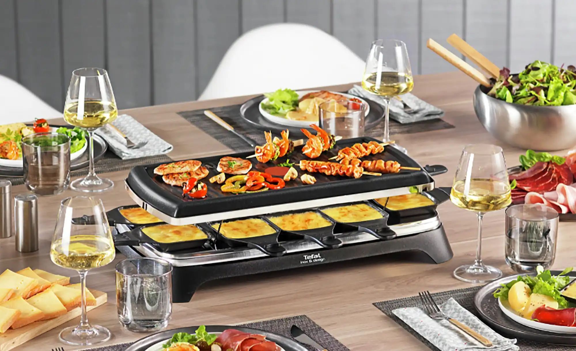 Tefal Raclette-Grill  RE4588 ¦ schwarz ¦ Metall,Kunststoff ¦ Maße (cm): B: 53,3