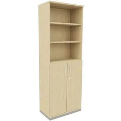 fm Büromöbel Kombischrank »Oldenburg« 6 OH 3 offene Fächer 2 Türen königsahorn, 80x222.1x44.2 cm