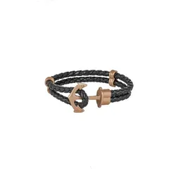 HAFENKLUNKER - Anker Armband - schwarz rosegold matt