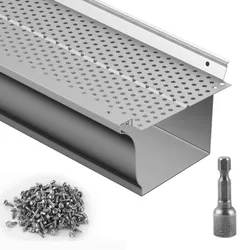 VEVOR Dachrinnenschutz, 12,7 cm breit, Aluminium-Blattfilter, Dachrinnenabdeckung zum Selbermachen, 13 Stück, 152 m Gesamtlänge, 0,4 cm Lochdurchmesser und 0,05 cm dick, Raptor-Dachrinnenschutz, passe