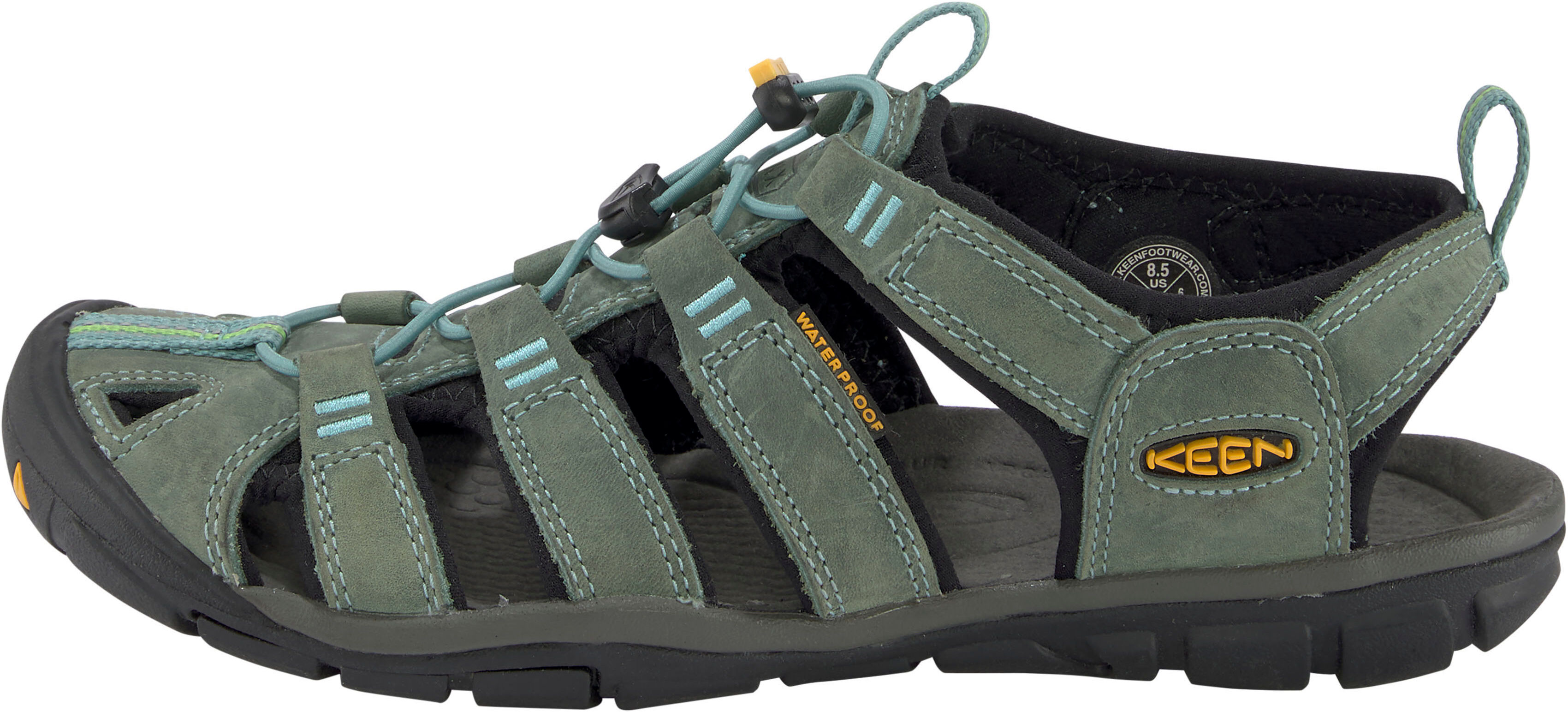 Sandale KEEN "CLEARWATER CNX LEATHER", Damen, Gr. 39, grün, Leder, Synthetik, Schuhe Sandale grün 39