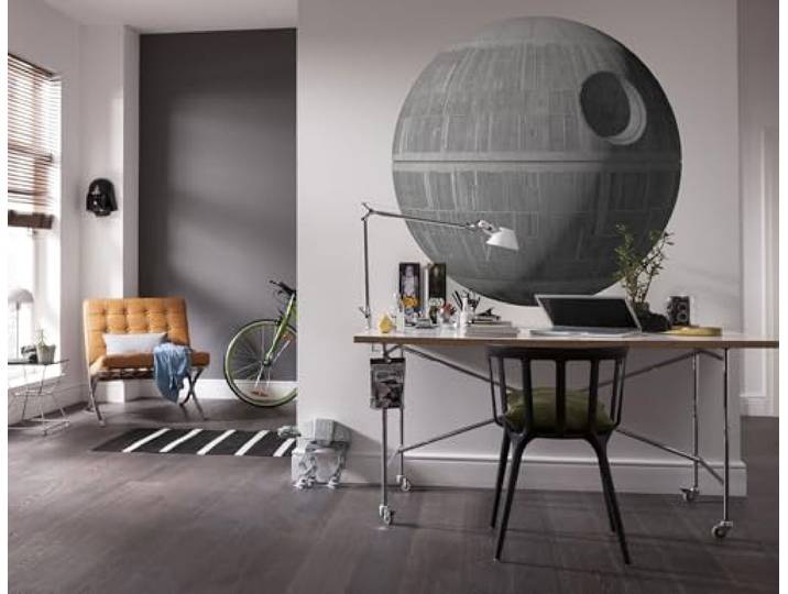 Komar STAR WARS selbstklebende und konturgeschnittene Vlies Fototapete Star Wars XXL Death Star - Größe: 127 x 127 cm - Wandtattoo, Kinderzimmer