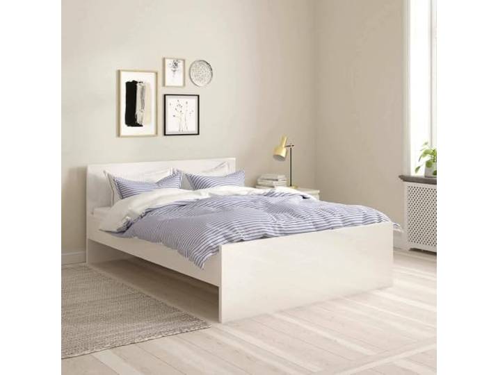 Dmora - Doppelbett Elodie, Struktur des Lagerbetts, Sommier mit Abdeckung, Bettrahmen aus Stoff, 207x146 h80 cm, Weiß