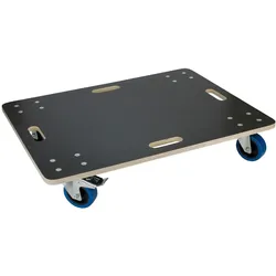 TRANSPORTROLLER mit 4 Rollen 2 mit Bremsen 60x80 cm Traglast 800kg Siebdruck Holzplatte Schwarz
