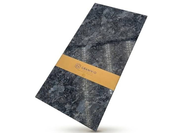 Granivio Granit Schneidebrett Servierbrett und Herdabdeckplatte Made in Germany edle Unterlegplatte aus massivem Naturstein (Steel Grey 60x30)