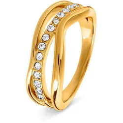 Tchibo - Ring Welle mit Glaskristallsteinen - Damen - Gr. 18 - weiß