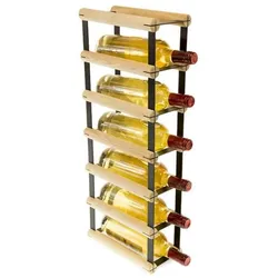 PROREGAL Modulares Weinregal VINOTECA MOD METAL | HxBxT 62,5x12,5x24,5cm | 1x6 Flaschen | Massives Kiefernholz | Natur | Flaschenregal