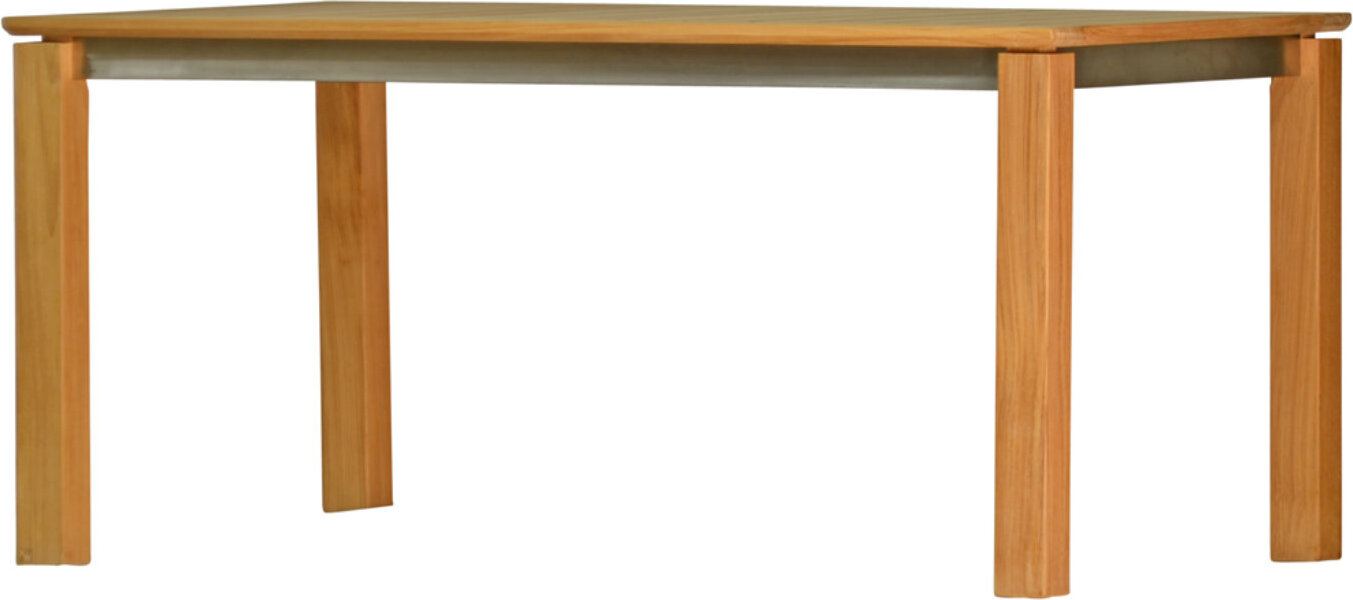 Teak Tisch Triton mit Edelstahlzarge 165 x 90 cm premium als moderner Esstisch aus Teakholz und Edelstahl für Garten Terrasse