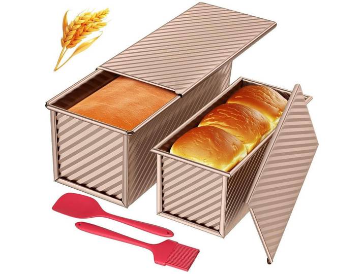 Brotbackform Set 4-teilig Roségold, Hellbraun, Metall, 22x12x12 cm, Backen & Backzubehör, Backformen, Kastenformen